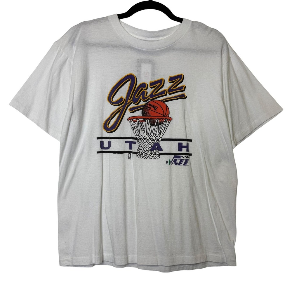 Vintage Utah Jazz Shirt Mens L White NBA Basketball 1998 90s NBA Champions